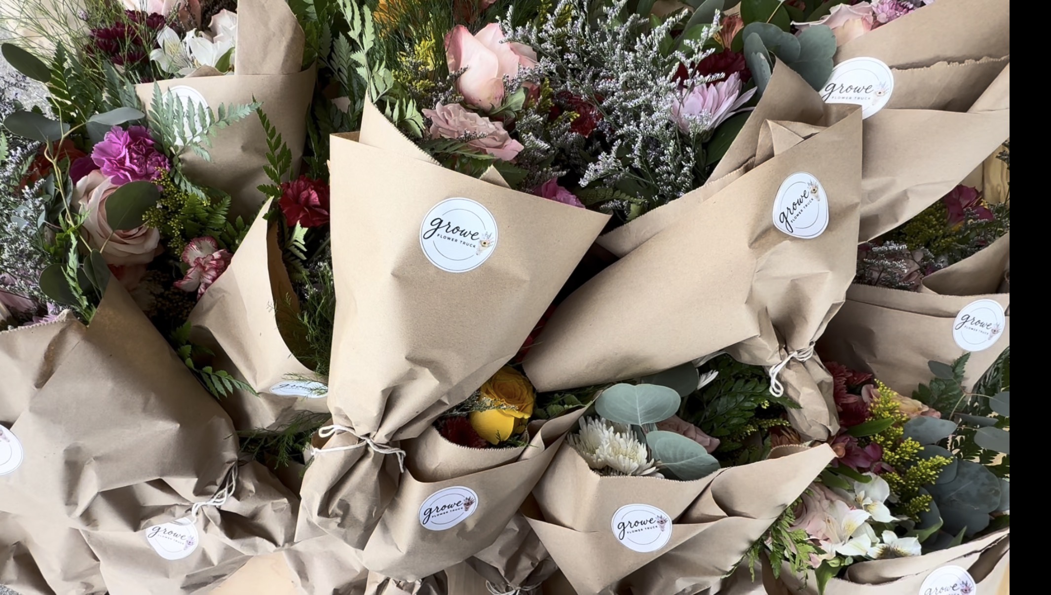 Arranging a flower bouquet